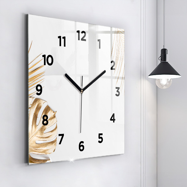 Orologio quadrato in vetro Foglie tropicali