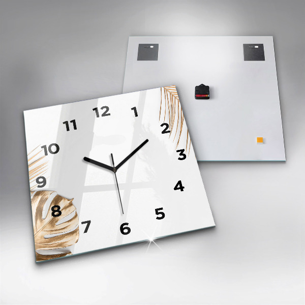 Orologio quadrato in vetro Foglie tropicali