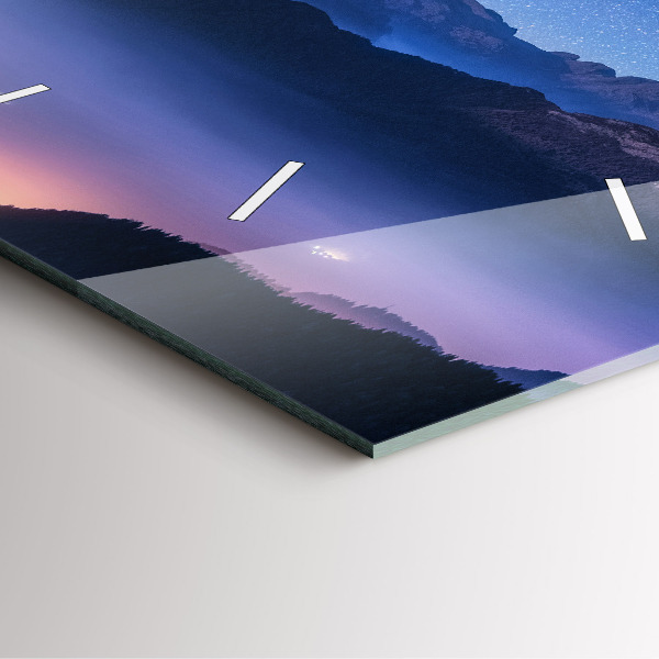 Orologio quadrato in vetro Via Lattea e Montagne