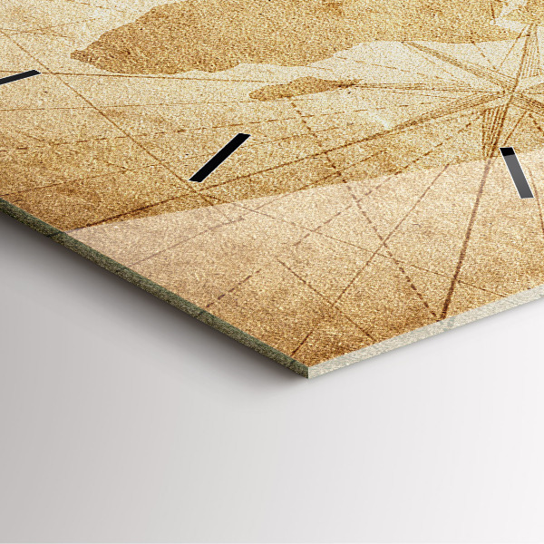 Orologio quadrato in vetro Mappa del mondo d'epoca