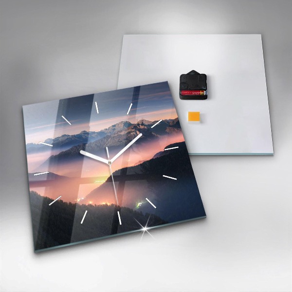 Orologio quadrato in vetro Paesaggio di picco di montagna