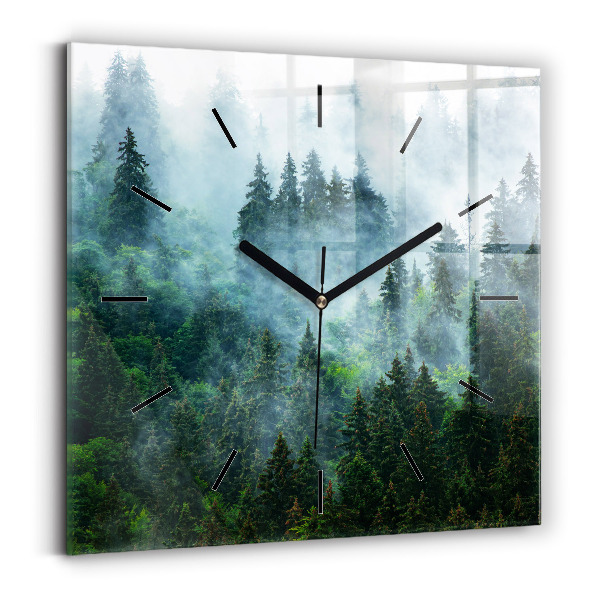 Orologio quadrato in vetro Foresta nebbiosa
