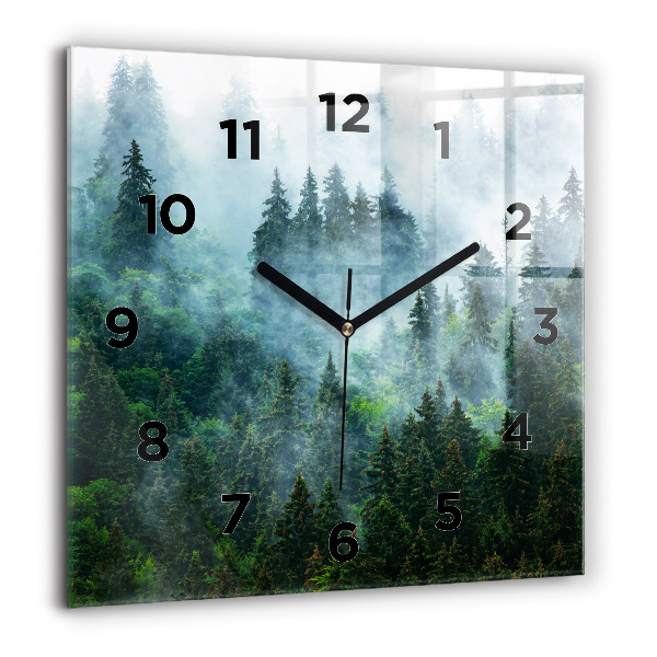 Orologio quadrato in vetro Foresta nebbiosa