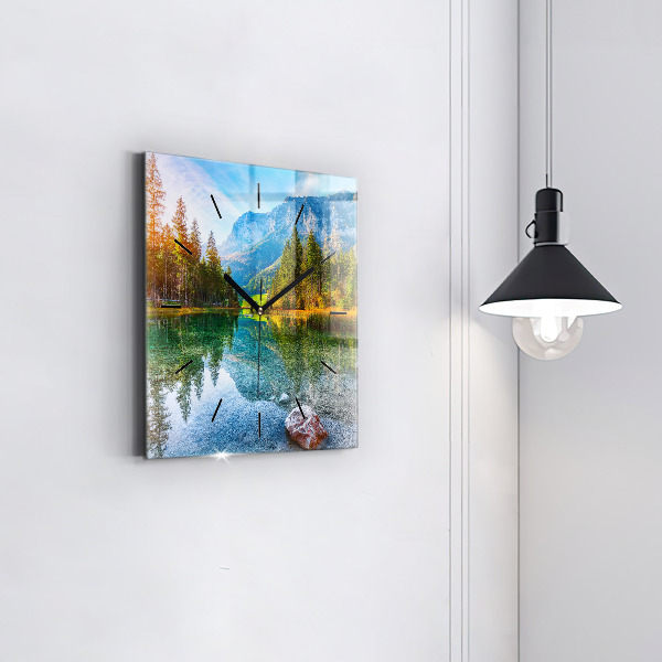 Orologio quadrato in vetro Paesaggio delle montagne del fiume