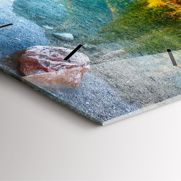 Orologio quadrato in vetro Paesaggio delle montagne del fiume