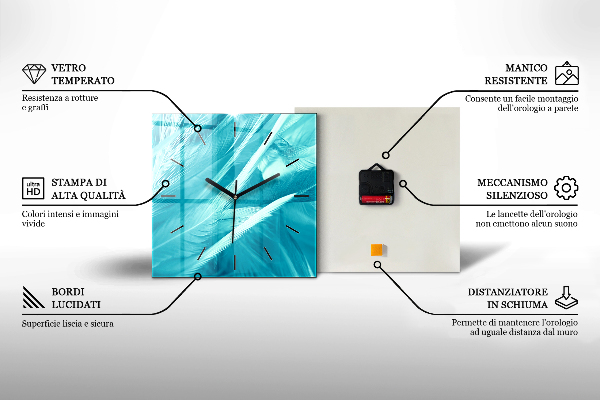 Orologio quadrato in vetro Paesaggio delle montagne del fiume