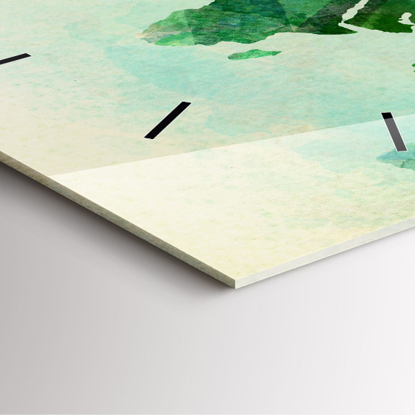 Orologio quadrato in vetro Mappa del mondo ad acquerello