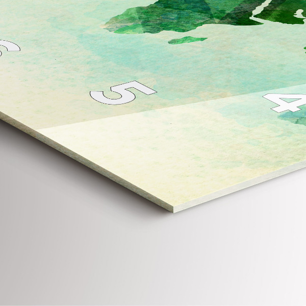 Orologio quadrato in vetro Mappa del mondo ad acquerello