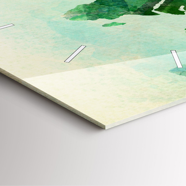 Orologio quadrato in vetro Mappa del mondo ad acquerello