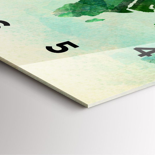 Orologio quadrato in vetro Mappa del mondo ad acquerello