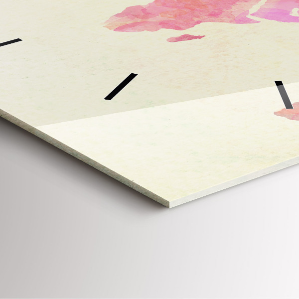 Orologio quadrato in vetro Mappa del mondo ad acquerello