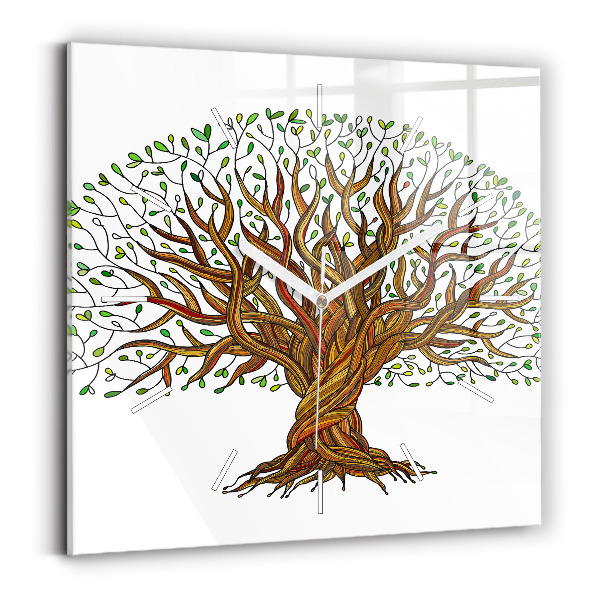 Orologio quadrato in vetro Albero e radici