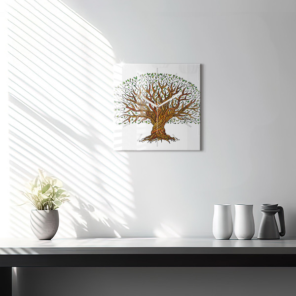 Orologio quadrato in vetro Albero e radici