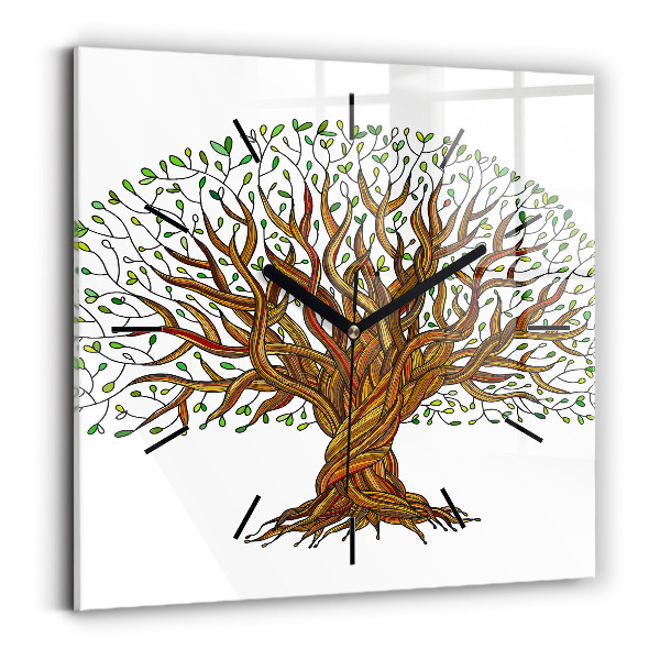 Orologio quadrato in vetro Albero e radici
