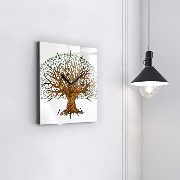 Orologio quadrato in vetro Albero e radici