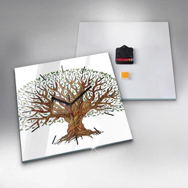 Orologio quadrato in vetro Albero e radici