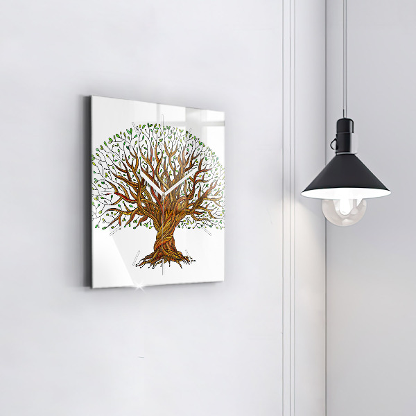 Orologio quadrato in vetro Albero e radici