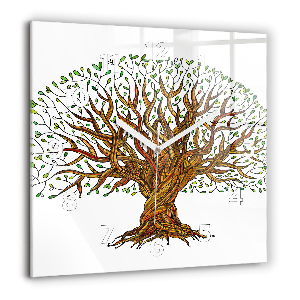 Orologio quadrato in vetro Albero e radici