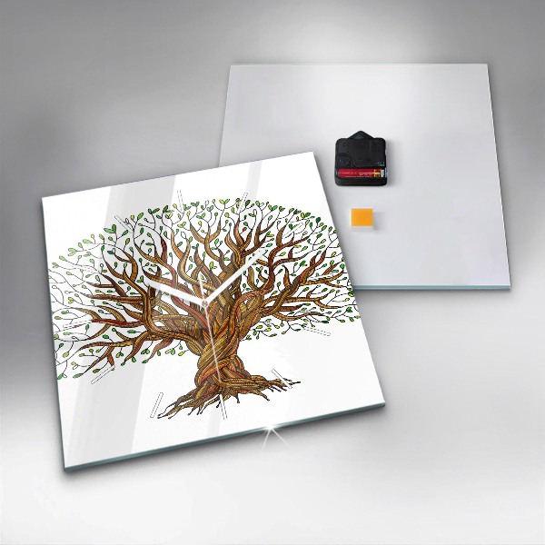 Orologio quadrato in vetro Albero e radici