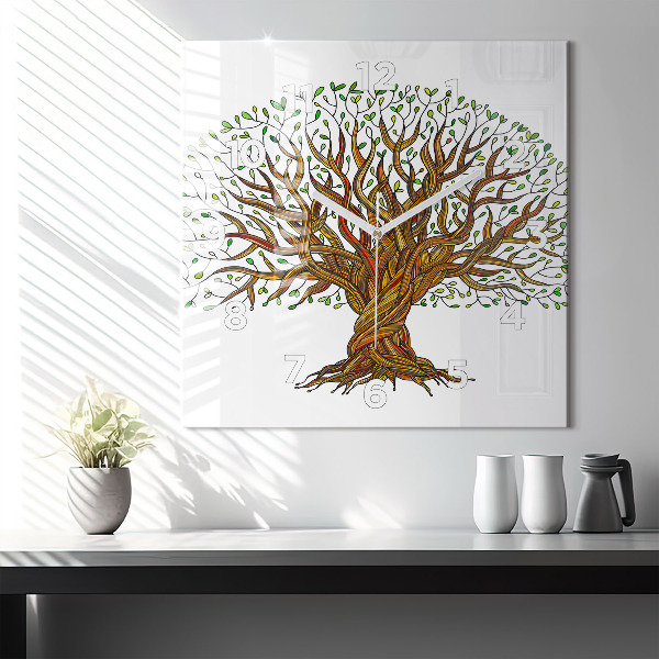 Orologio quadrato in vetro Albero e radici