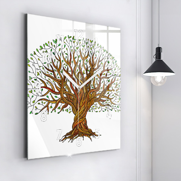 Orologio quadrato in vetro Albero e radici