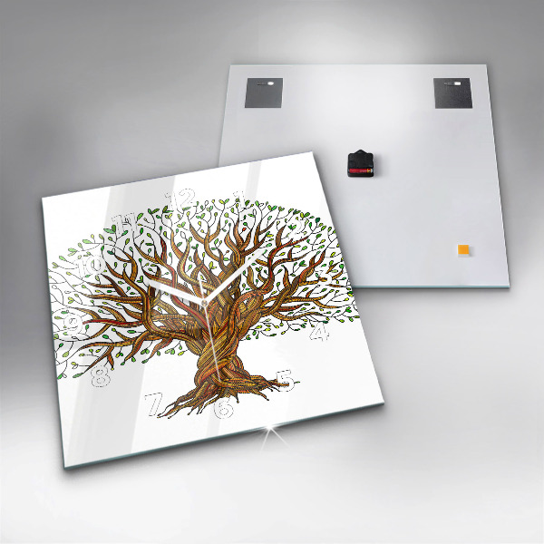Orologio quadrato in vetro Albero e radici