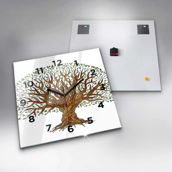 Orologio quadrato in vetro Albero e radici