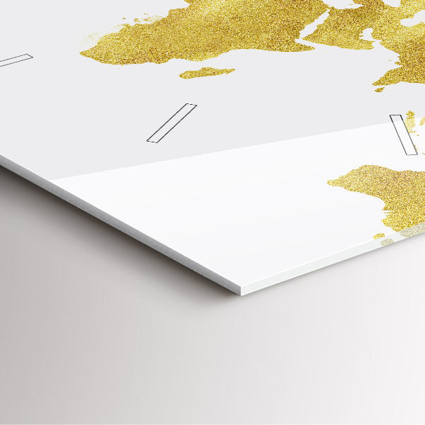 Orologio quadrato in vetro Mappa dorata del mondo