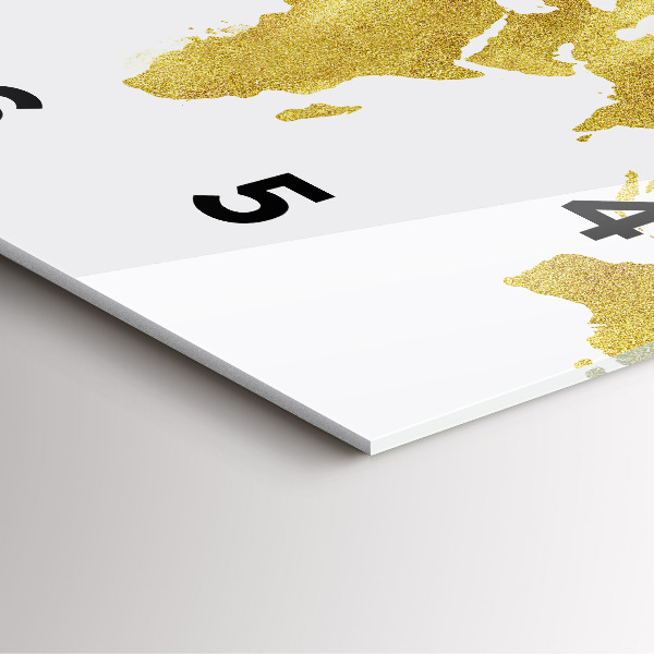 Orologio quadrato in vetro Mappa dorata del mondo