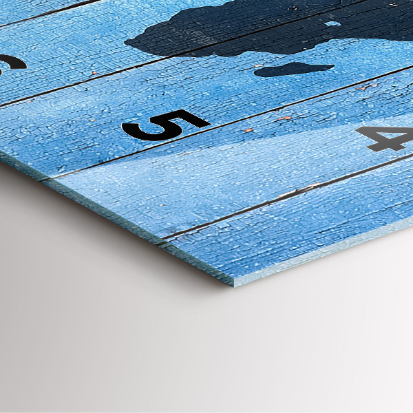 Orologio quadrato in vetro Mappa del mondo su tavole