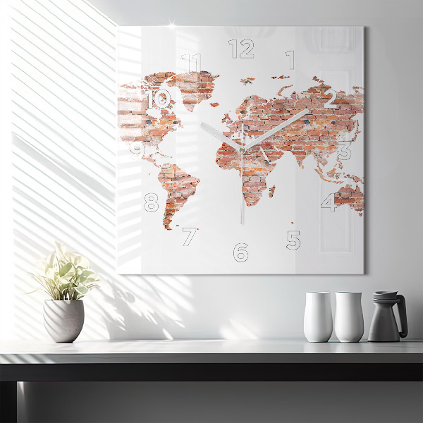 Orologio quadrato in vetro Vecchia mappa in mattoni