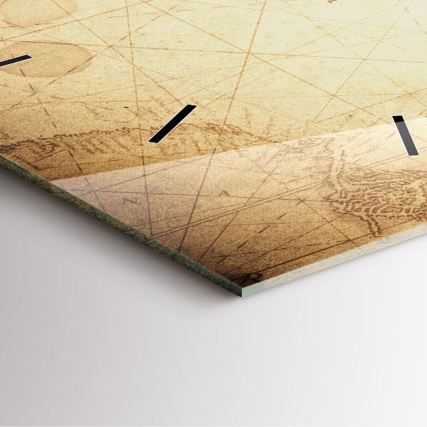 Orologio quadrato in vetro Mappa del vecchio mondo