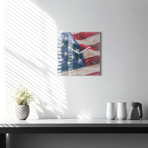 Orologio quadrato in vetro bandiera americana