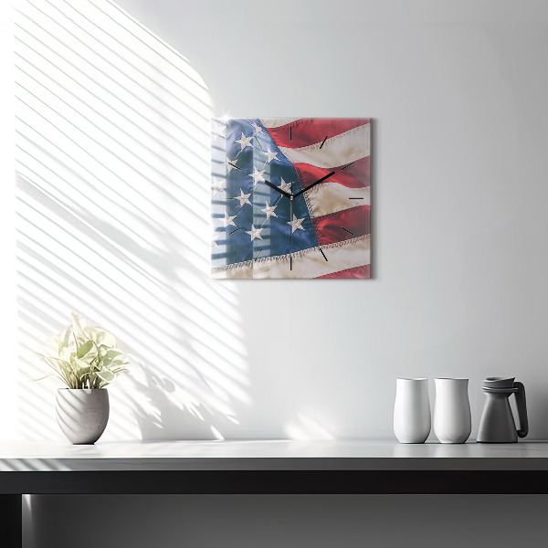 Orologio quadrato in vetro bandiera americana