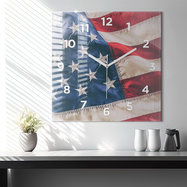 Orologio quadrato in vetro bandiera americana