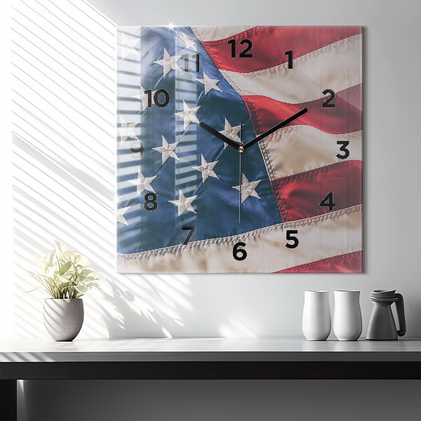 Orologio quadrato in vetro bandiera americana