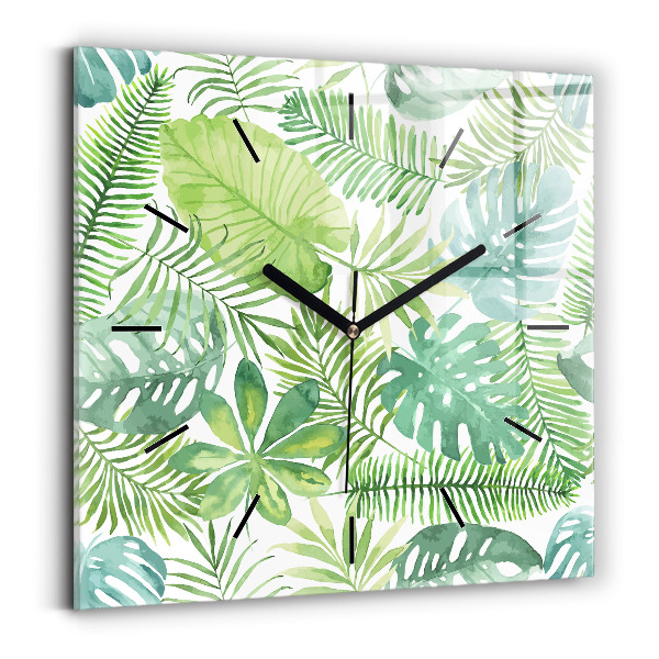 Orologio quadrato Foglie verdi