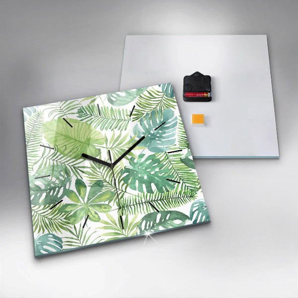 Orologio quadrato Foglie verdi