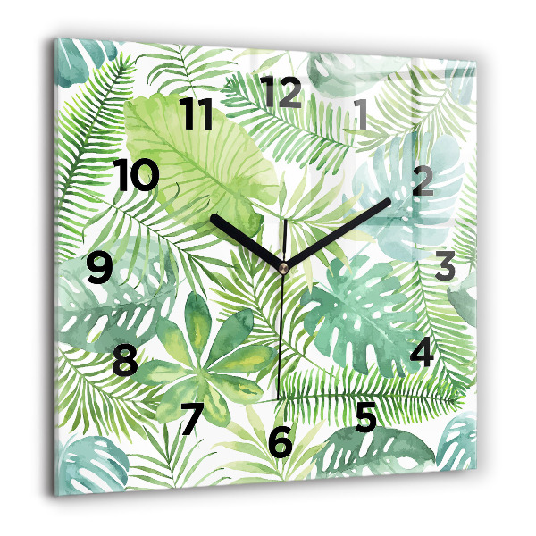 Orologio quadrato Foglie verdi