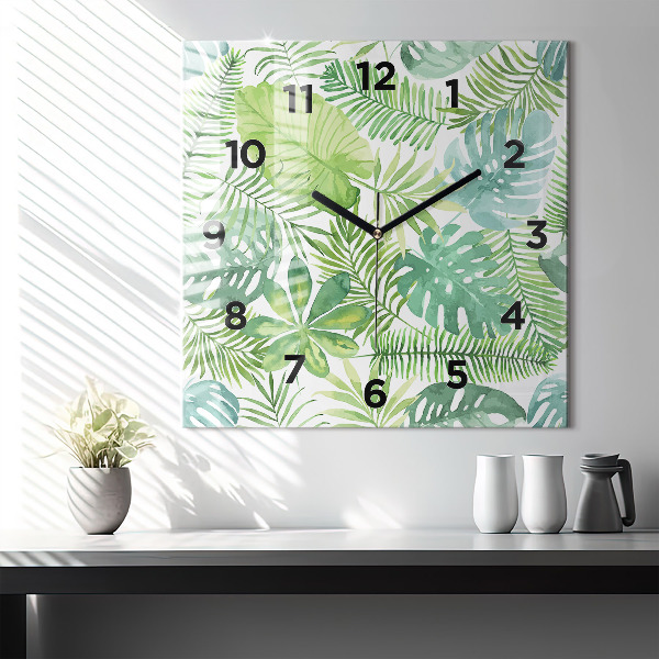 Orologio quadrato Foglie verdi