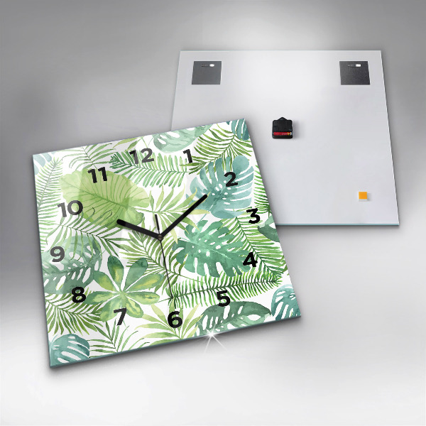 Orologio quadrato Foglie verdi