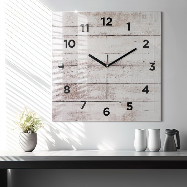 Orologio quadrato Tavole di legno chiaro