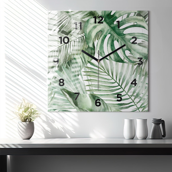 Orologio quadrato Foglie di piante dipinte