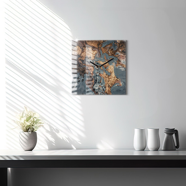 Orologio quadrato Marmo oro astratto