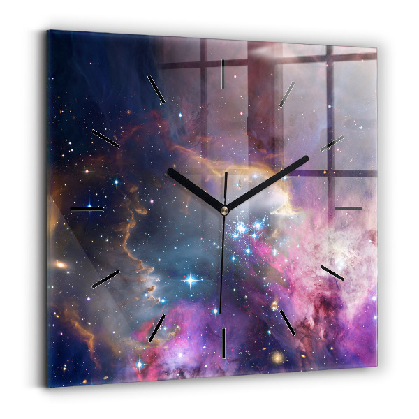 Orologio quadrato in vetro Galassia e stelle