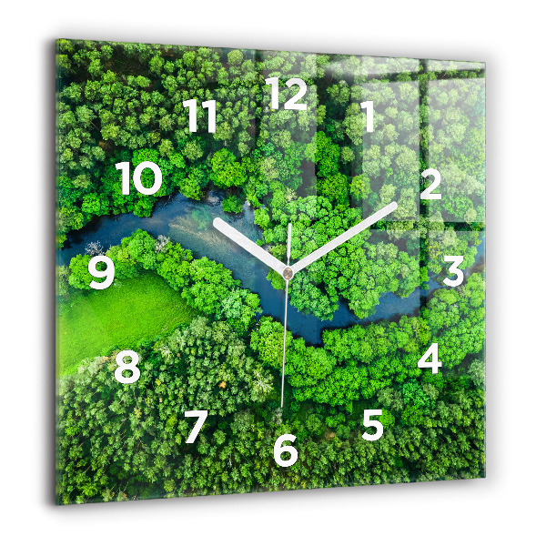 Orologio quadrato in vetro Fiume nella foresta