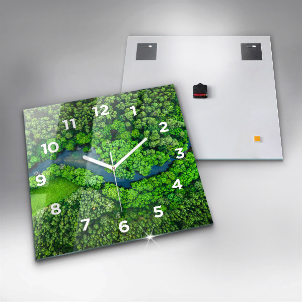 Orologio quadrato in vetro Fiume nella foresta