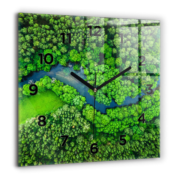 Orologio quadrato in vetro Fiume nella foresta