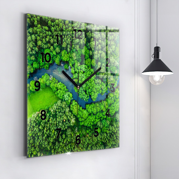Orologio quadrato in vetro Fiume nella foresta