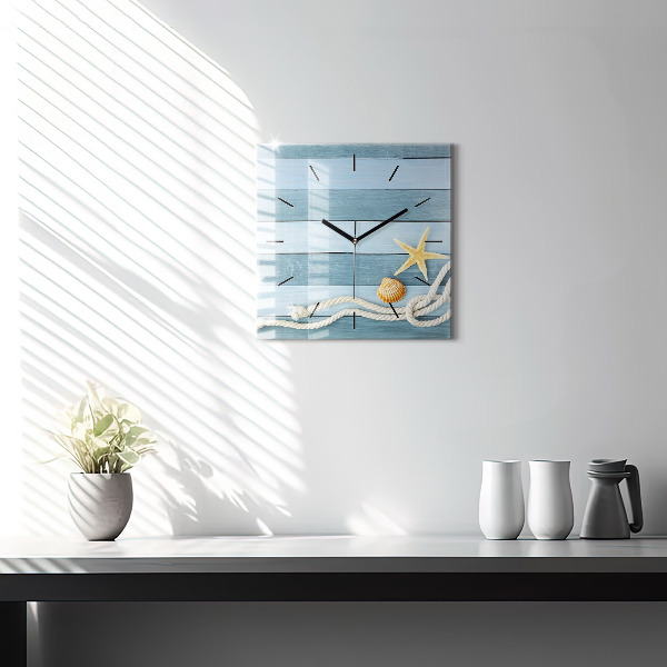 Orologio quadrato in vetro Strisce di tavole e guscio